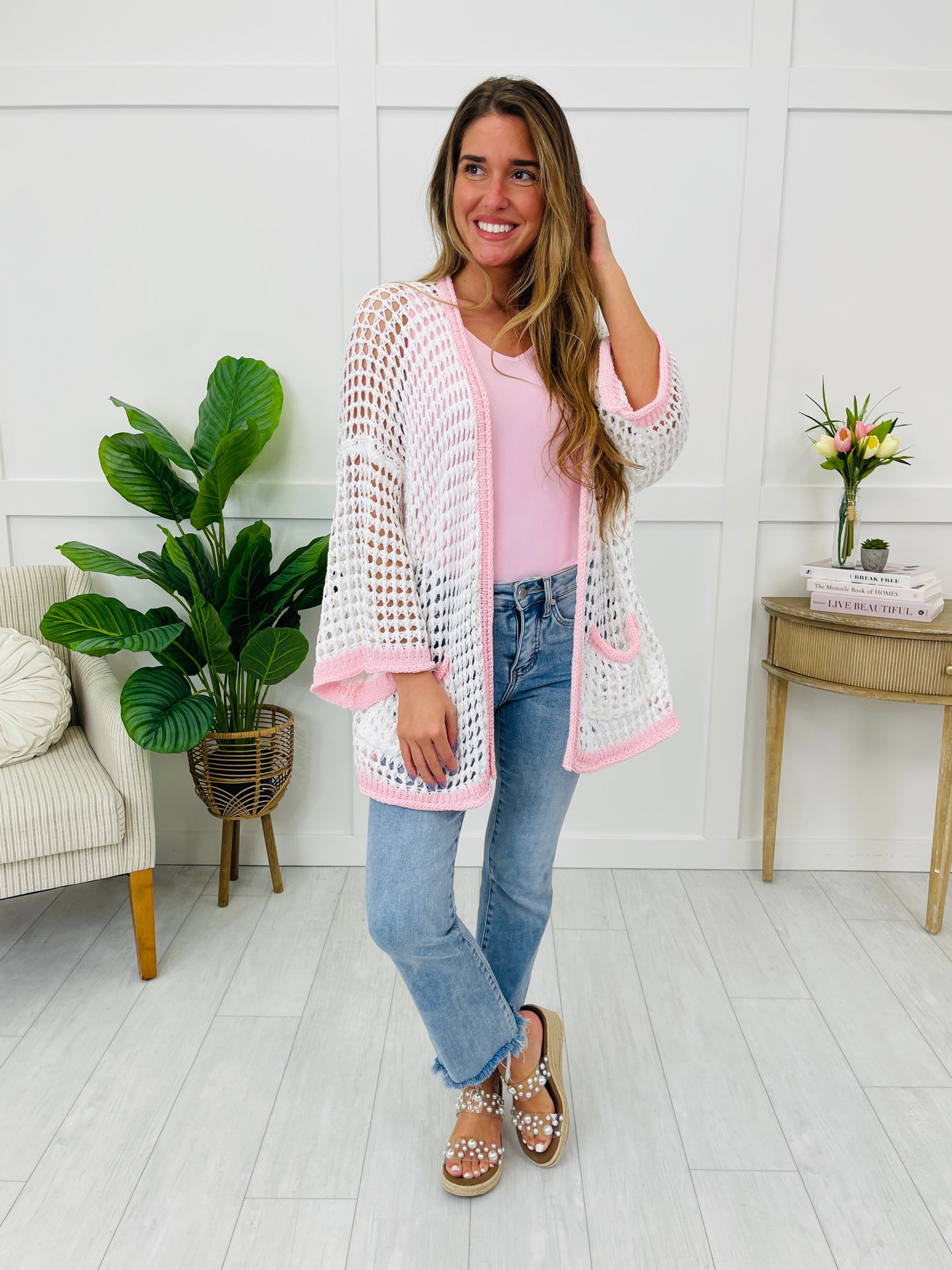 Feathered Feels Cardigan In Off White