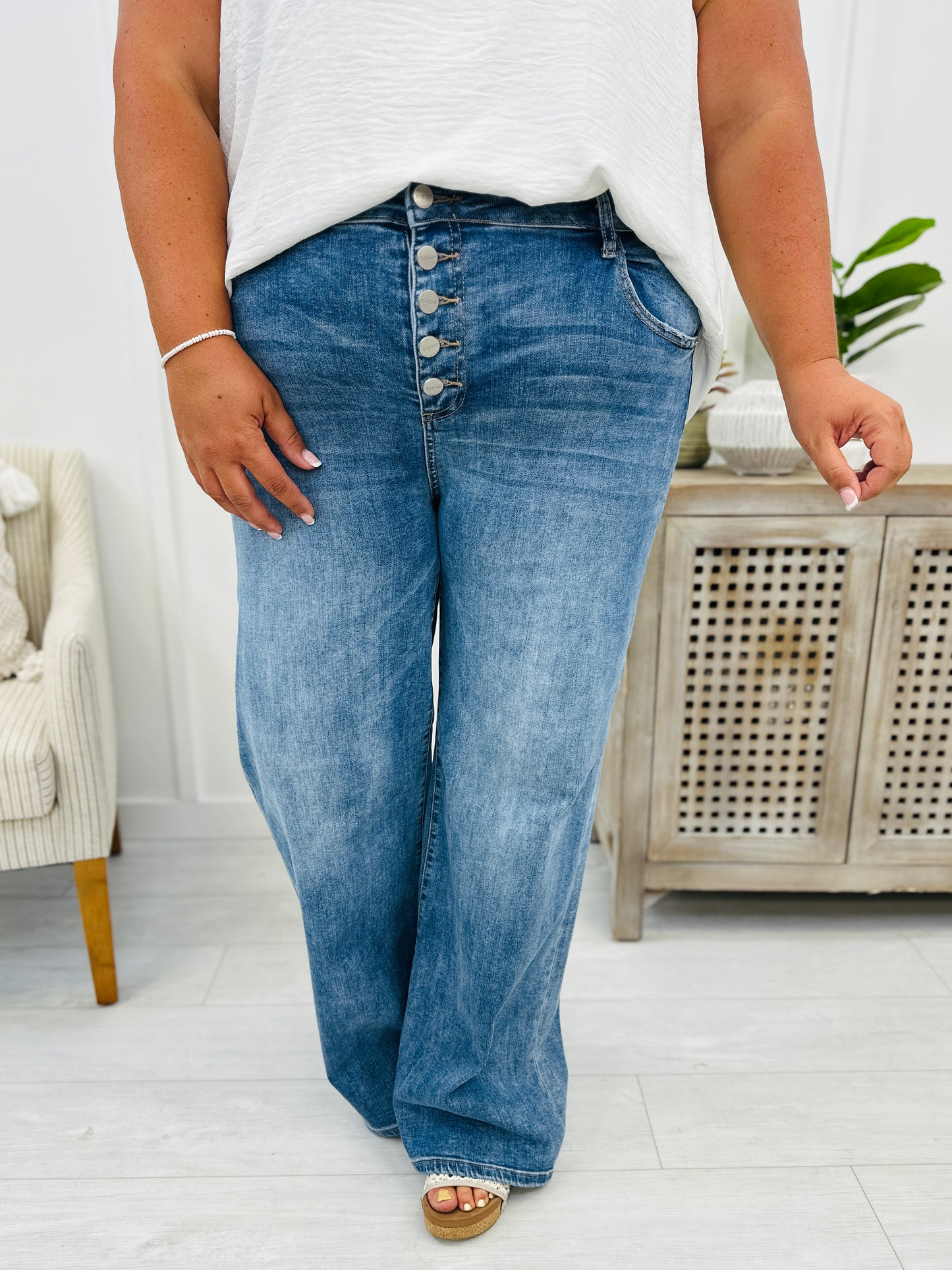 Risen Pushing My Buttons Wide Leg Jeans in Reg/Curvy