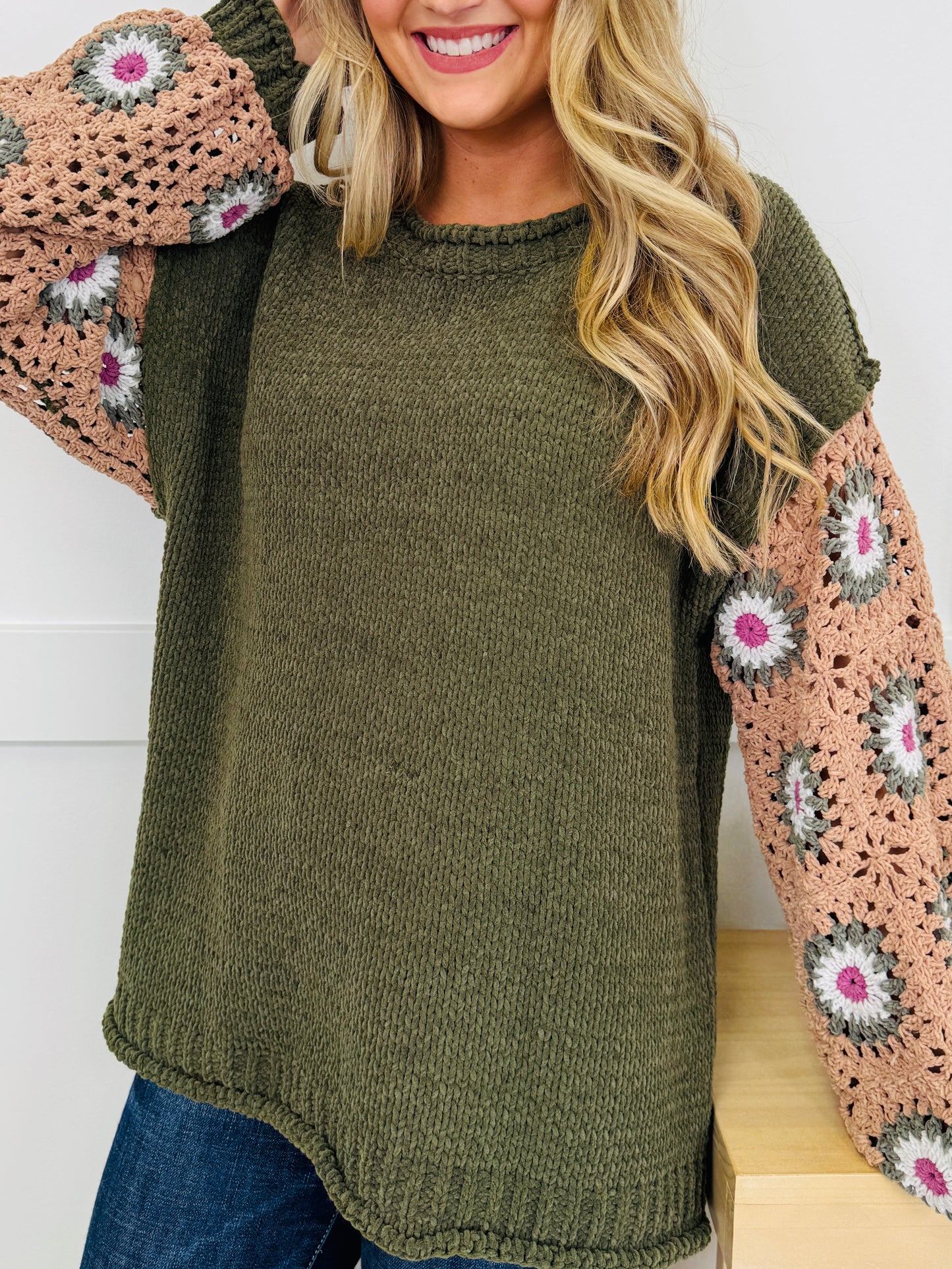 Threaded Secrets Sweater in Olive Mocha Multi
