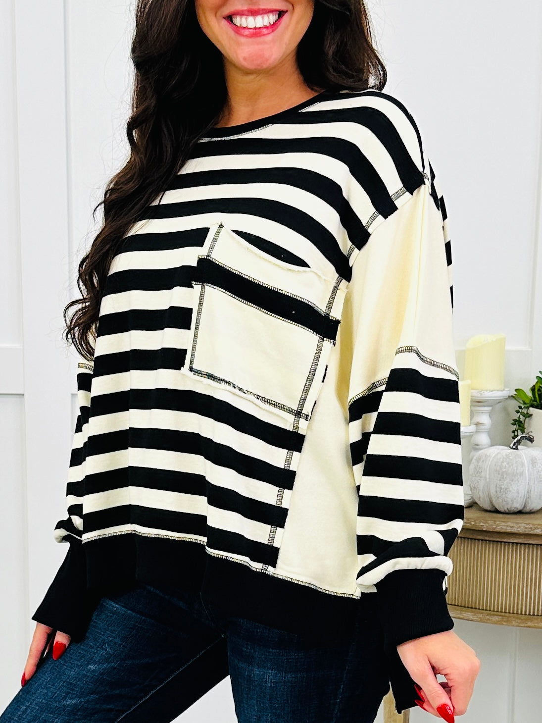 Downtown Stripe Pocket Top In Multiple Colors