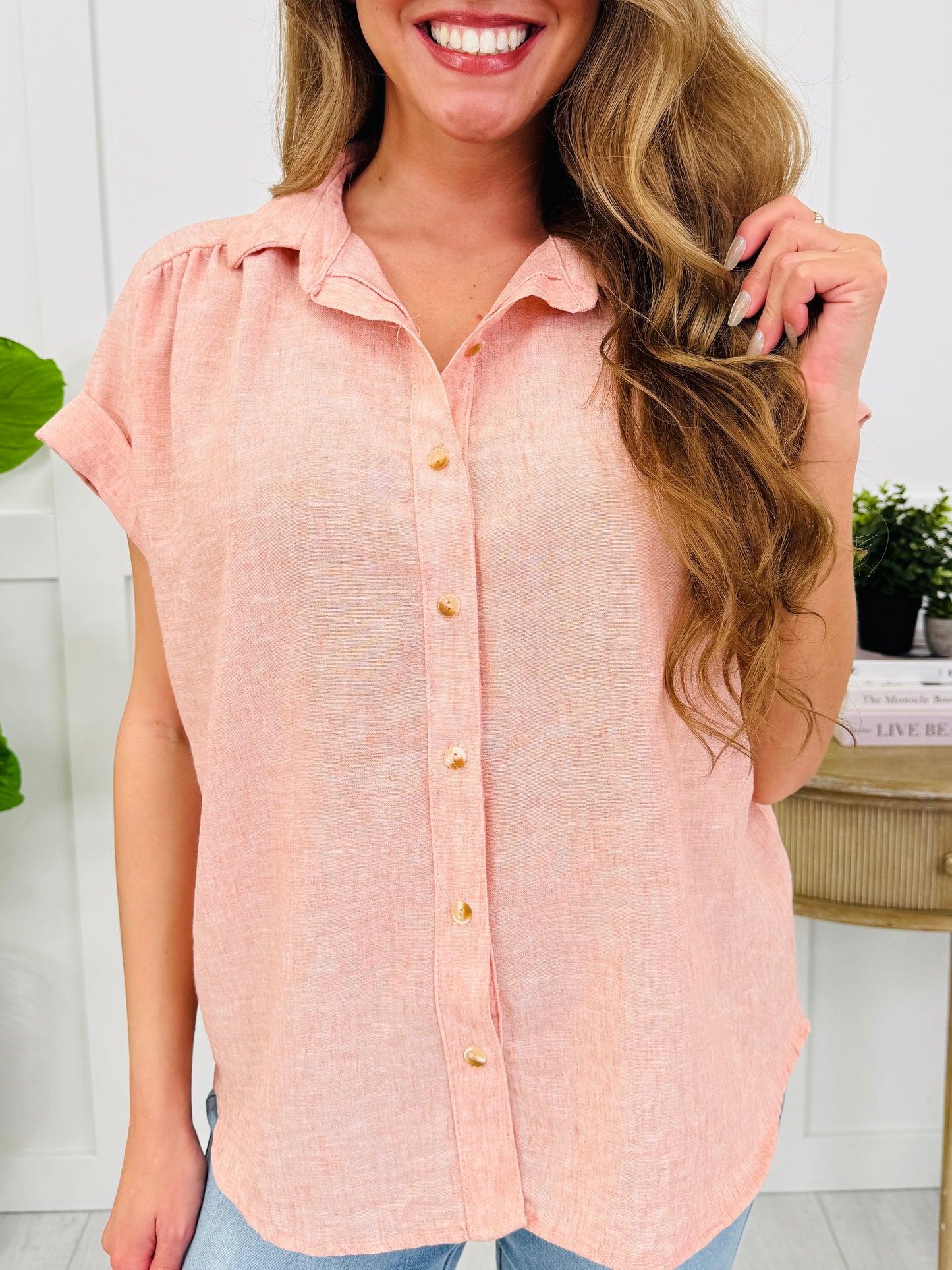 Blush Drift Button Up Top