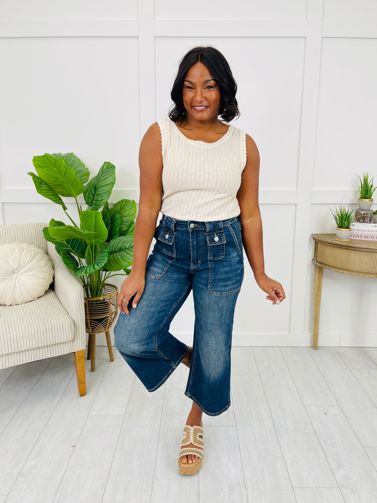 Judy Blue Easy Upgrade Wide Leg Cropped Jeans