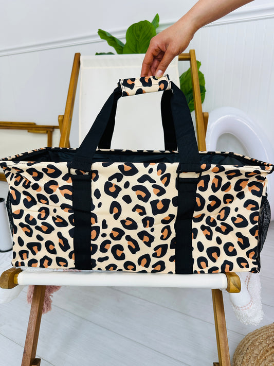 Leopard Print Collapsable Beach Bag