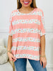 REG/CURVY Garden Stripes Top In Peach