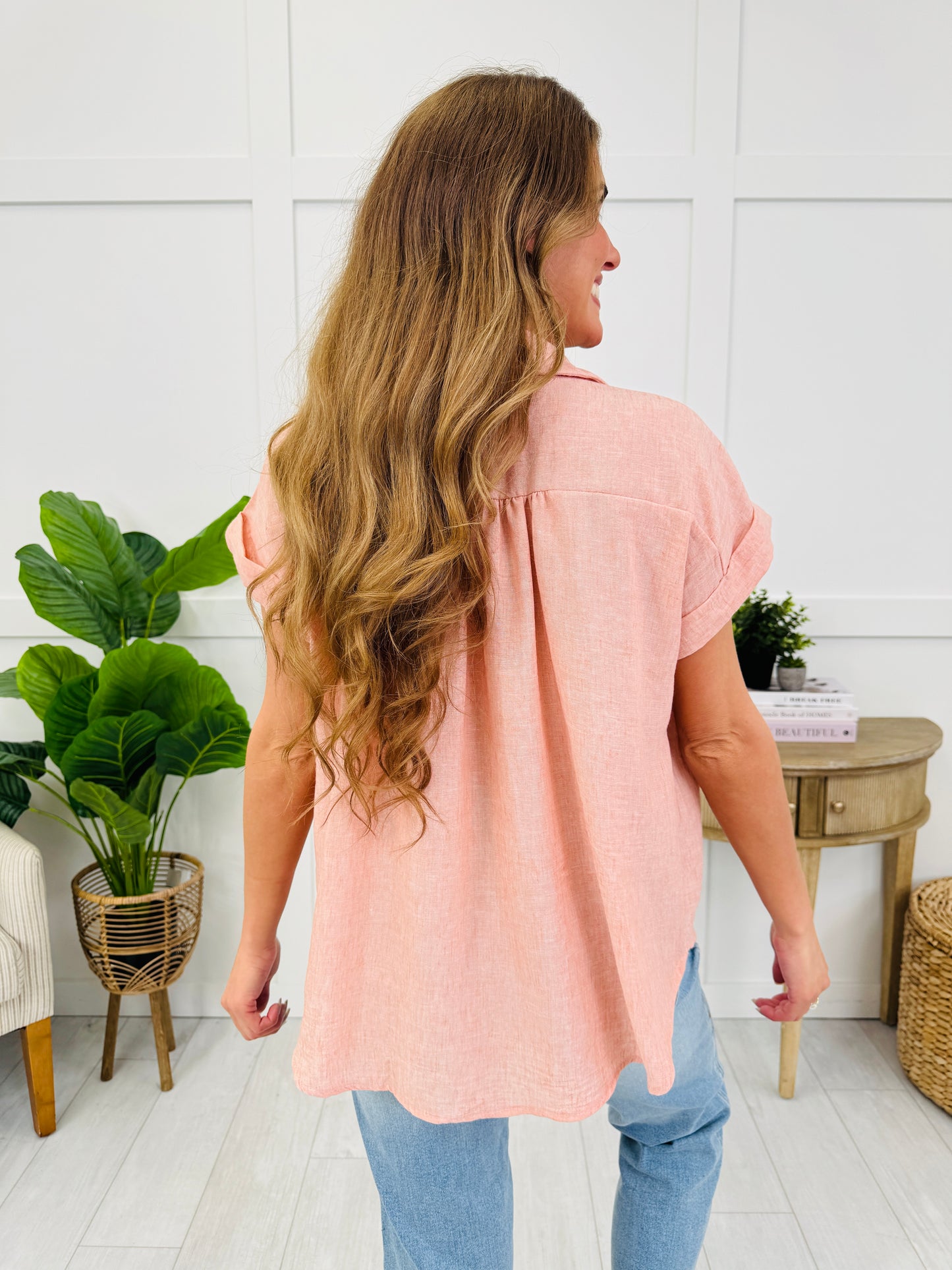 Blush Drift Button Up Top