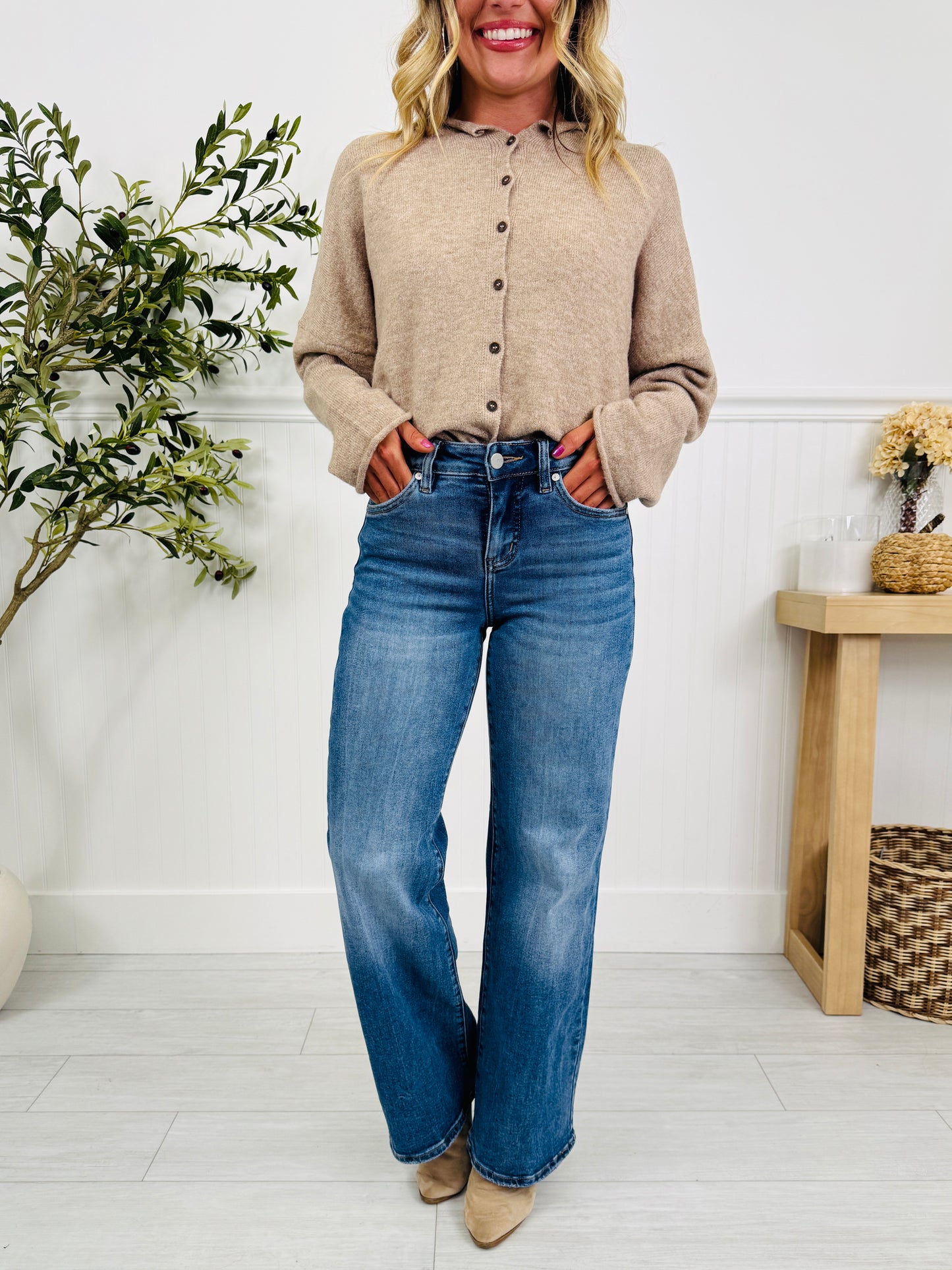 Just Four You Tummy Control Wide Leg Jeans in Four Inseams