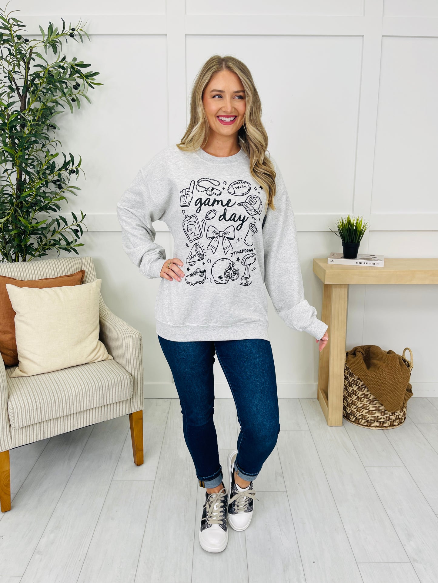 Game Day Touchdown Graphic Crewneck Sweatshirt