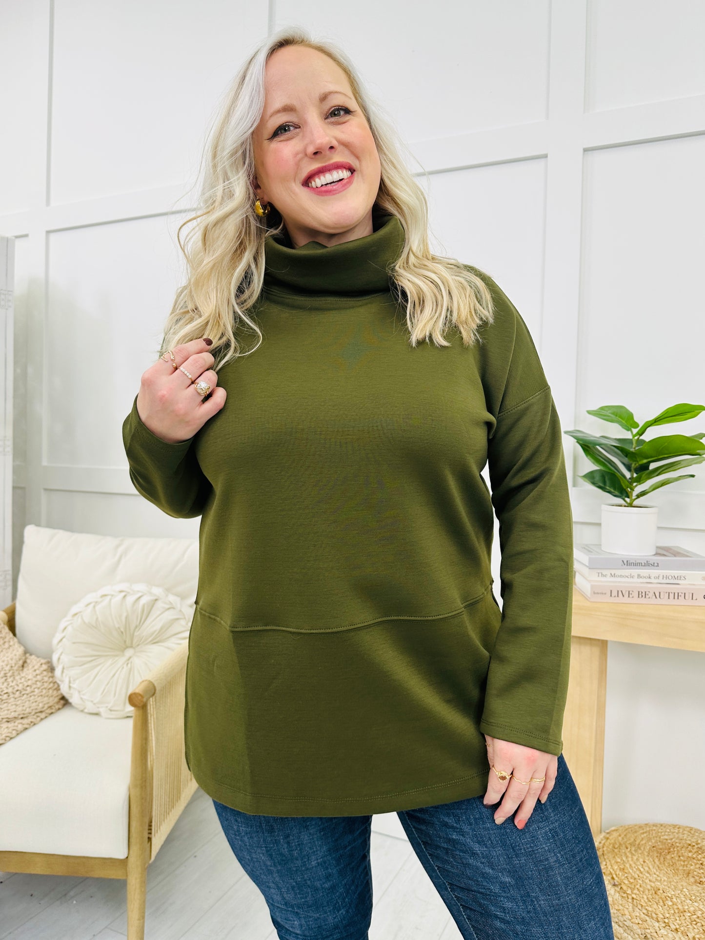 REG/CURVY On The Go Scuba Mock Neck Top--Multiple Colors