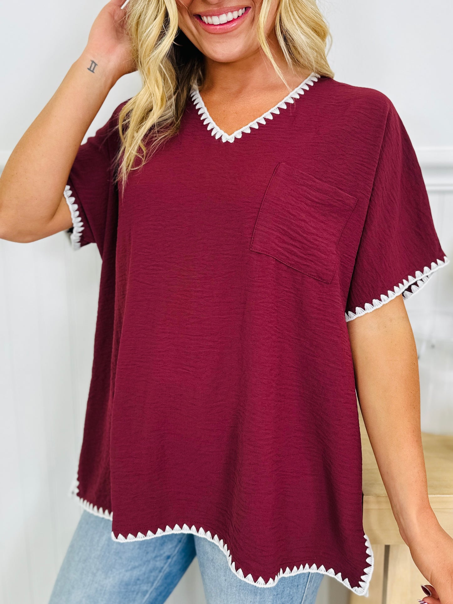 Stitched In Style Top In Multiple Colors