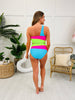 The Jess Swim Top In Bright Stripes