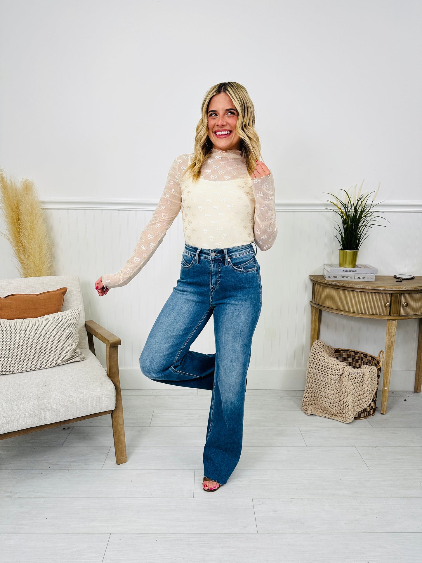 Go Into Detail Tummy Control Wide Leg Jeans