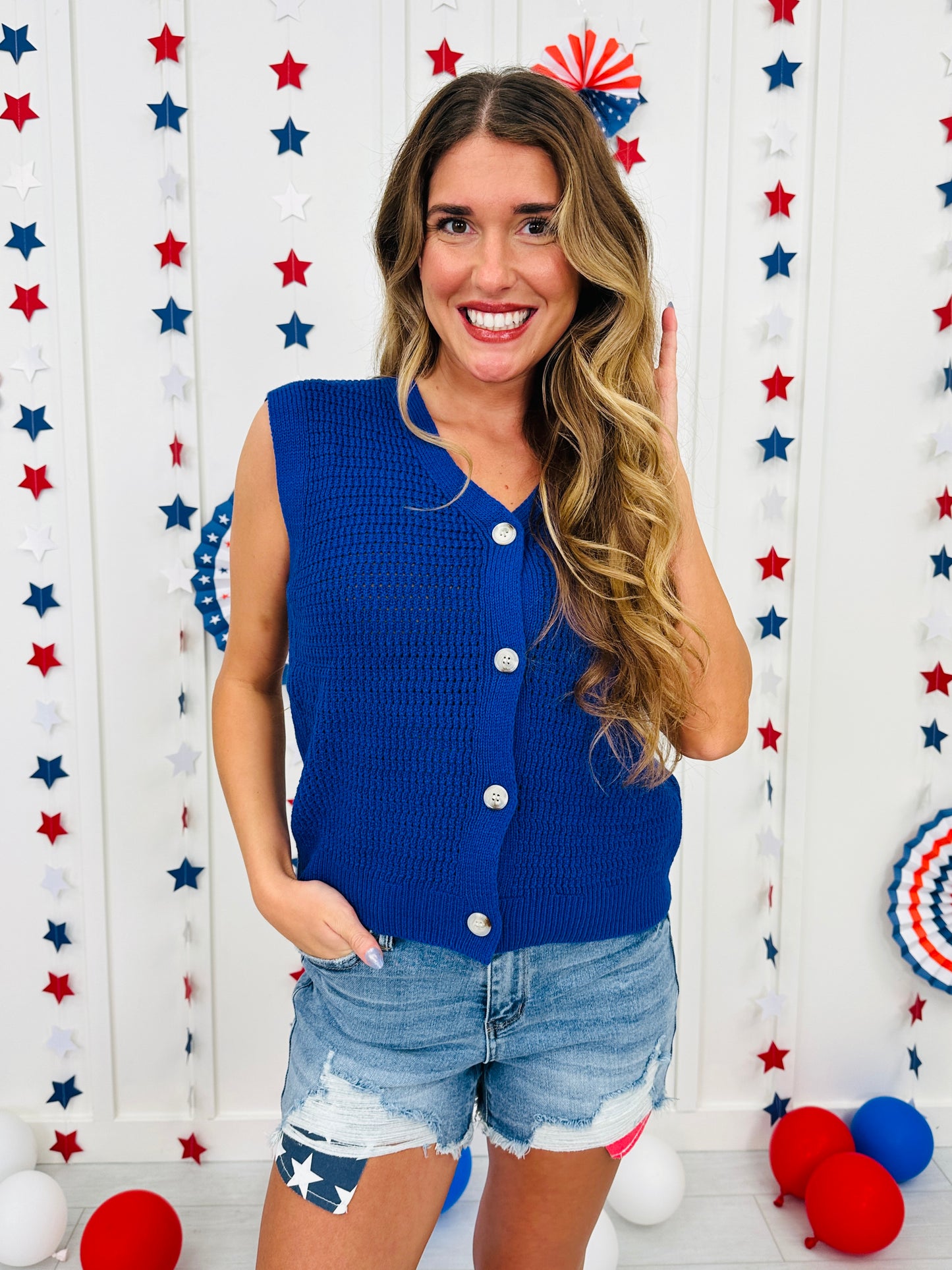 Americana Air Knit Vest In Multiple Colors