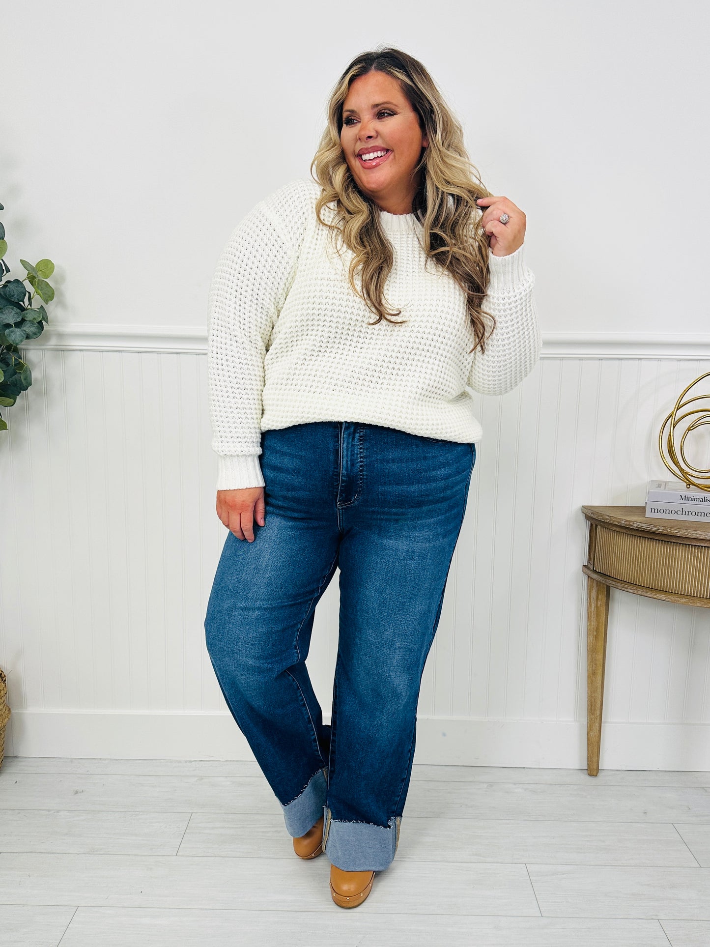 Made For Me Tummy Control Wide Leg Cuffed Jeans in Multiple Inseams