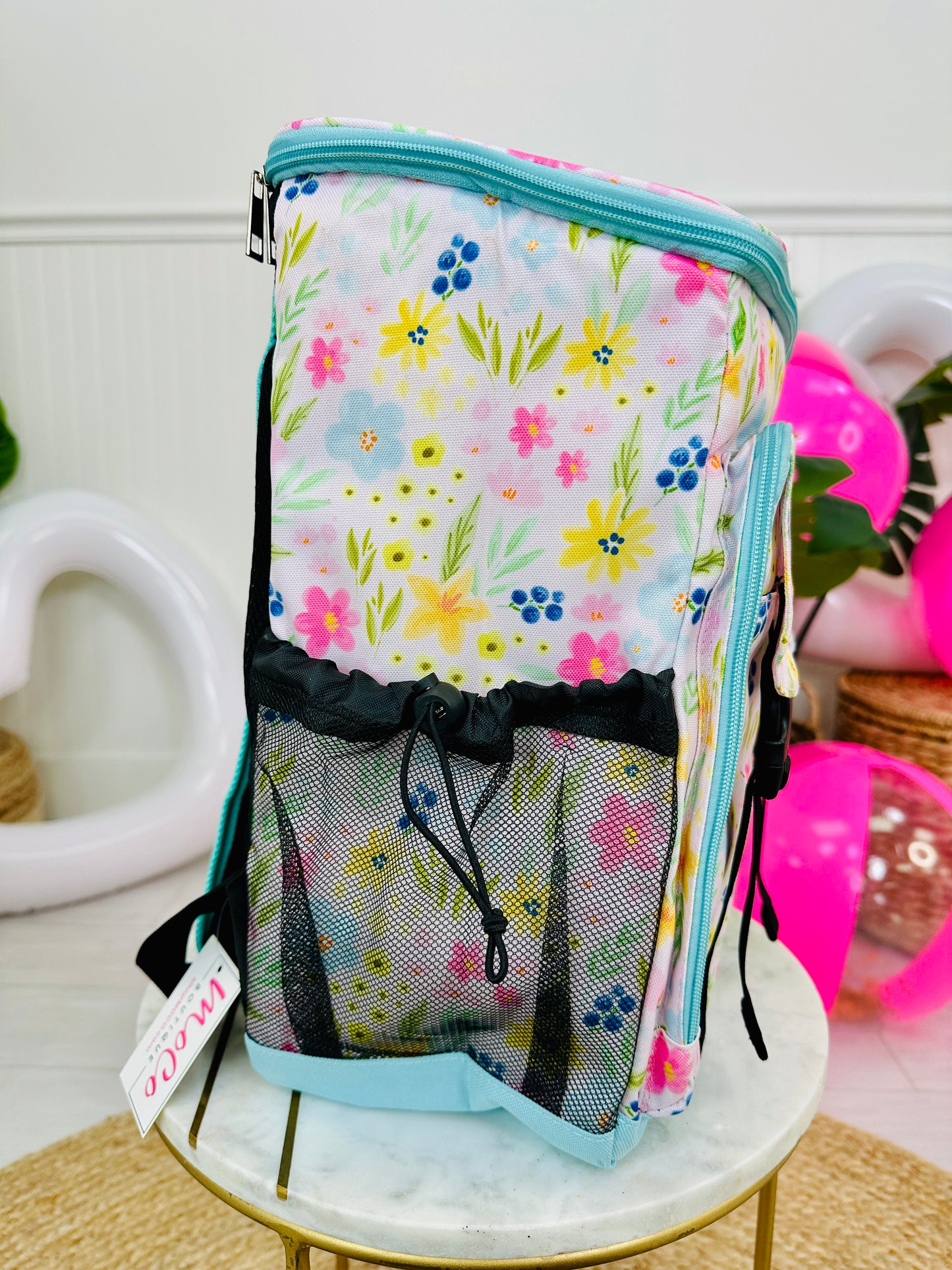 Flower Print Backpack Cooler