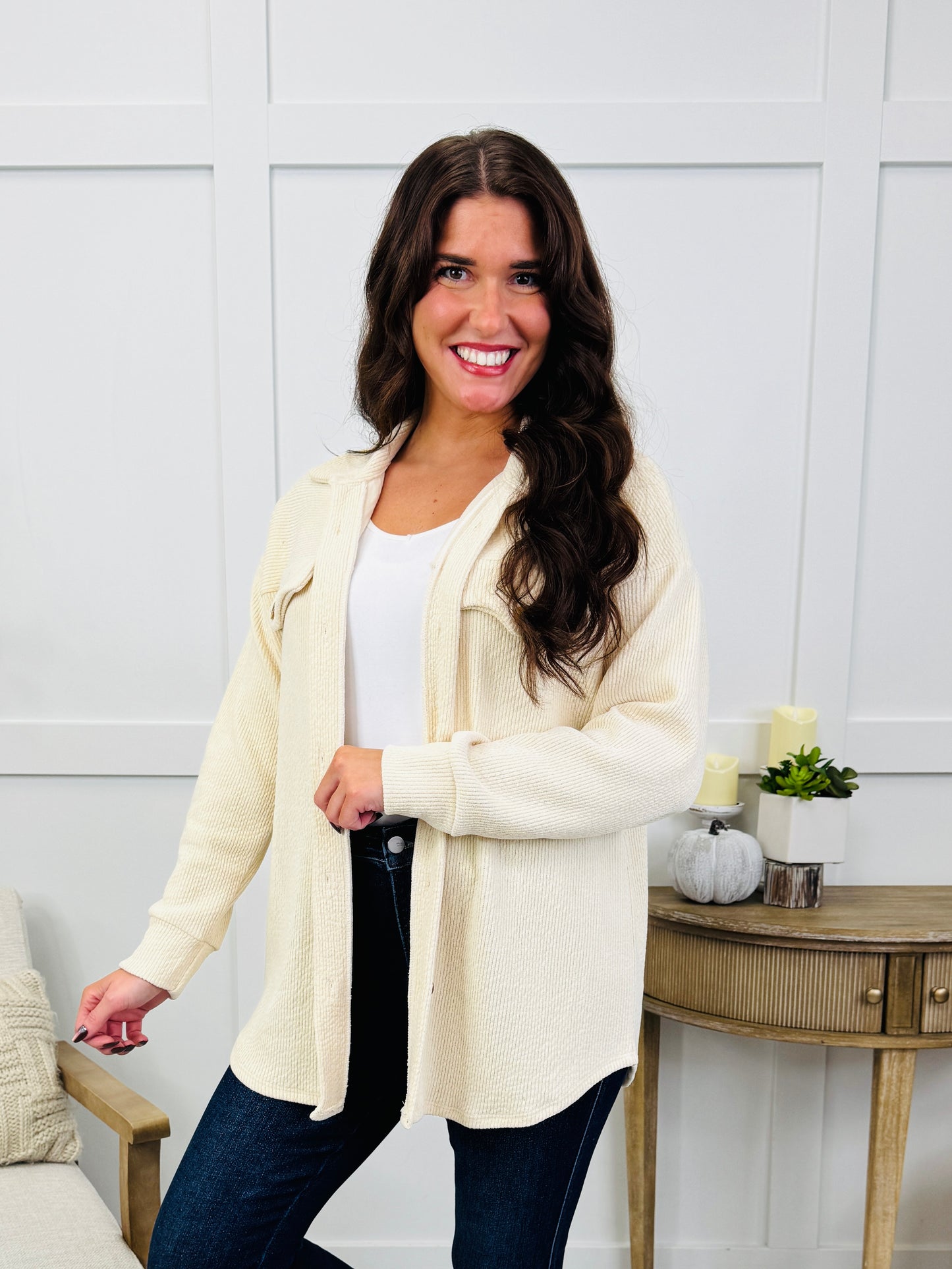 Autumn In The Air Shacket In Cream
