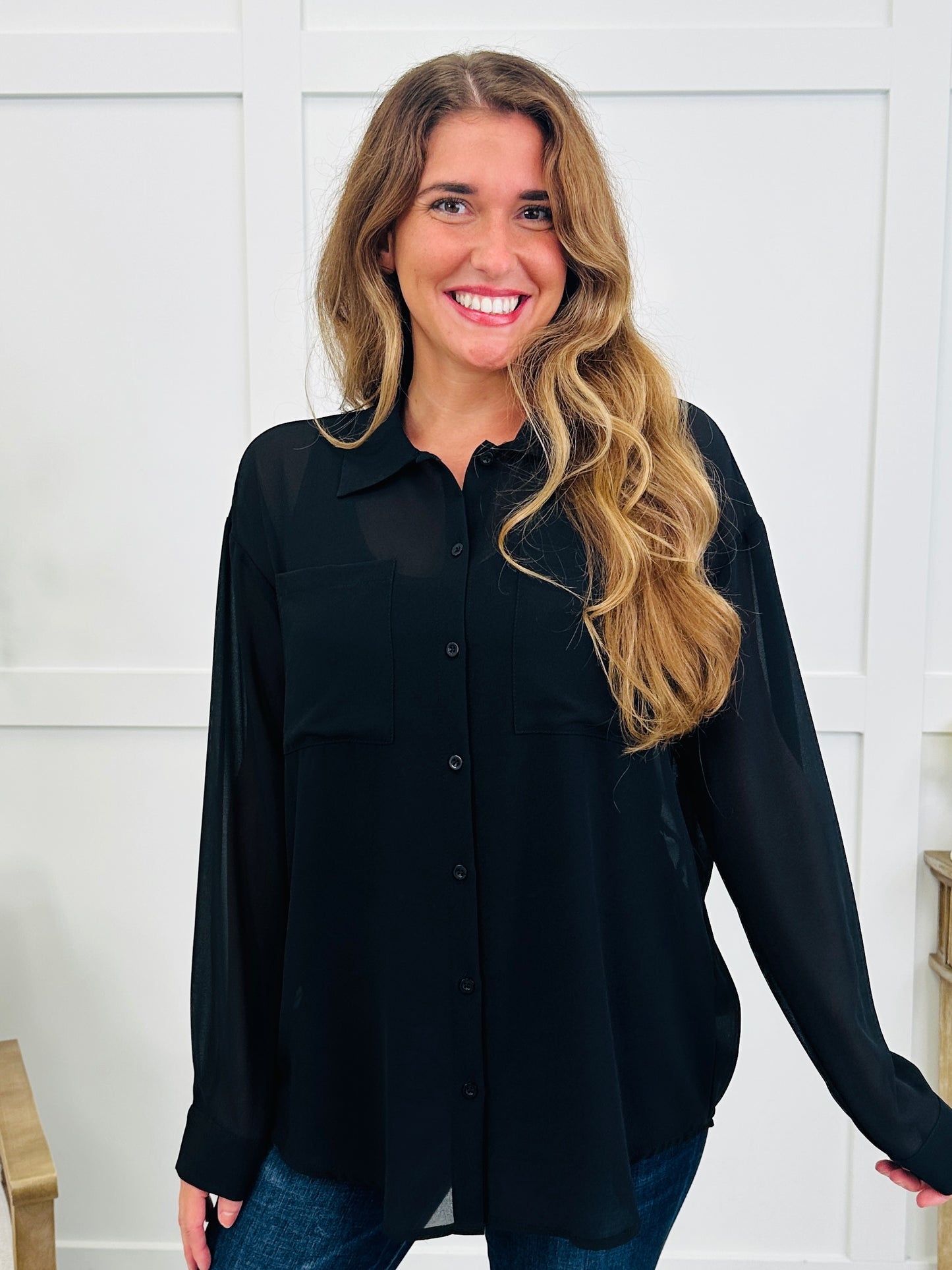 City Lights Button Down In Black