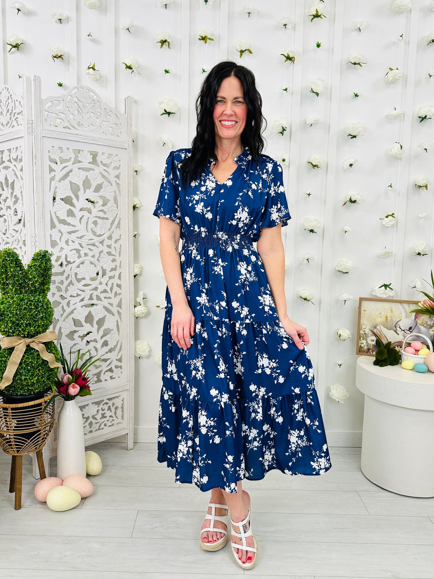 Sunday in Petals Dress In Navy