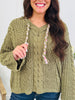 Fireside Cabernet Pullover Sweater In Moss Khaki