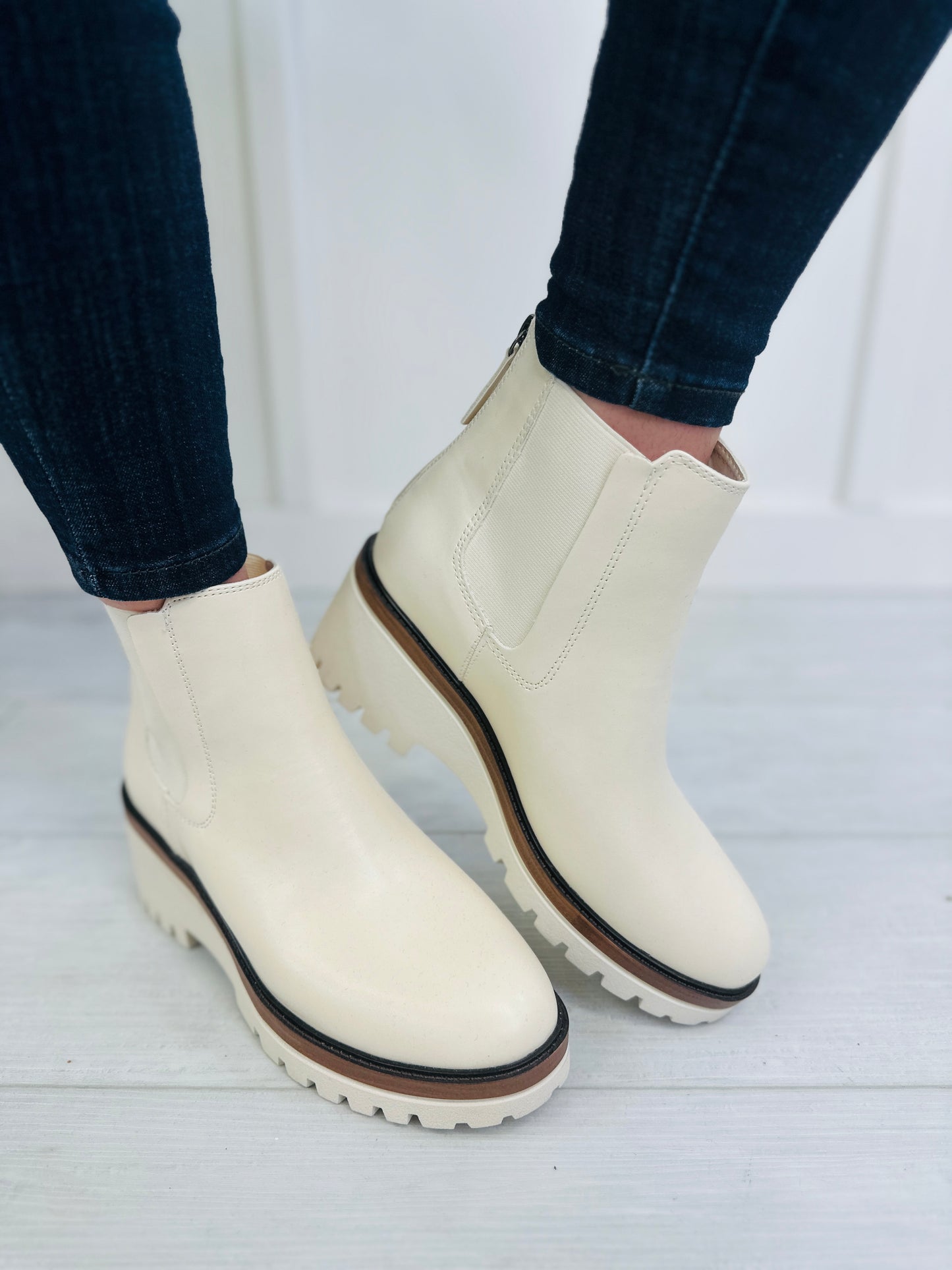 Front And Center Booties In Bone