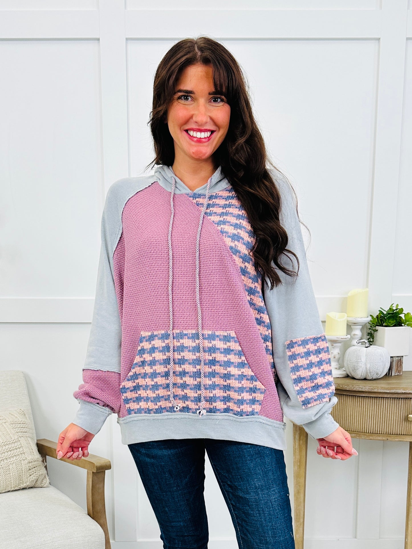 Blush Hour Hoodie In Dusty Blue