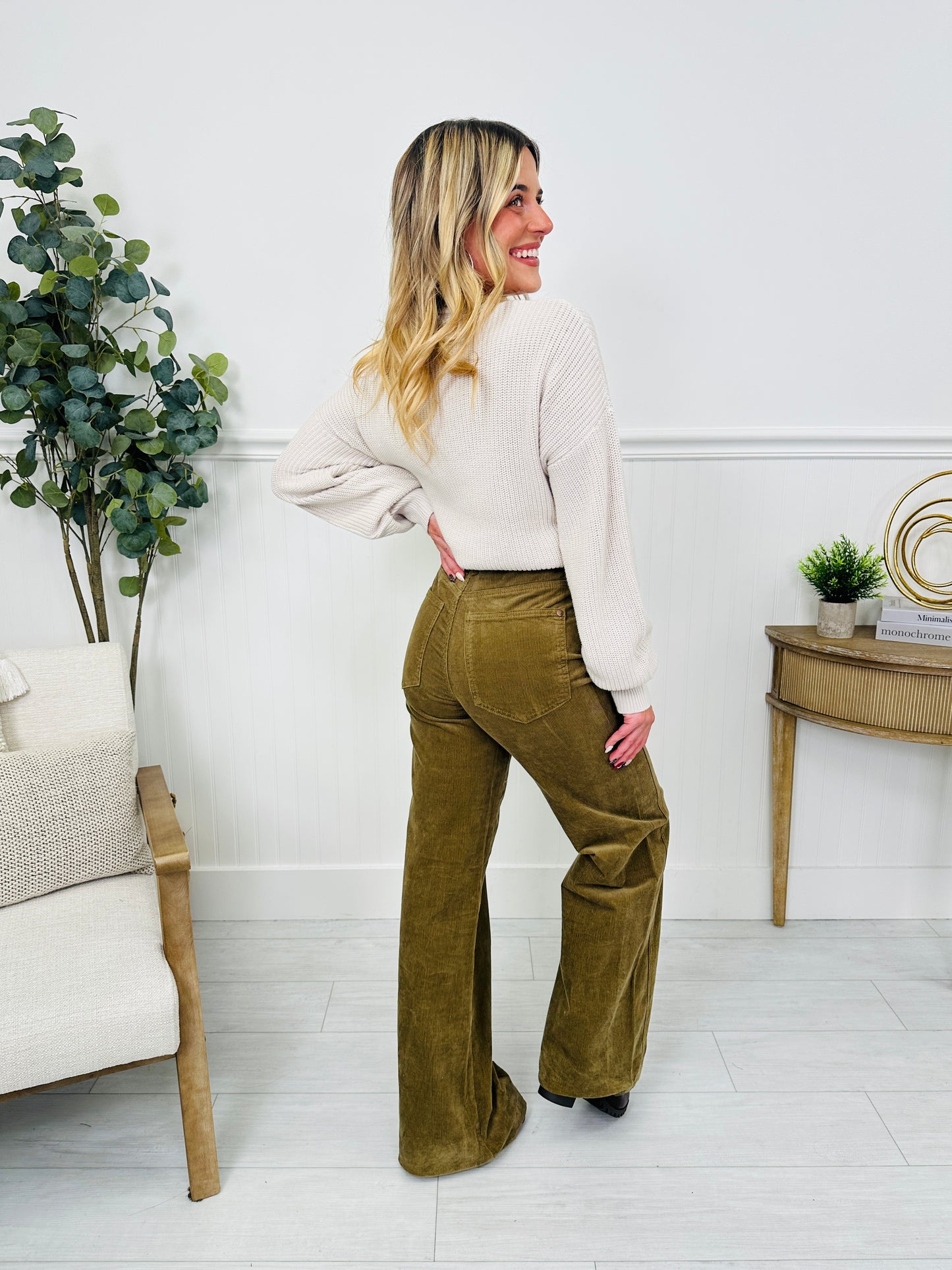 Judy Blue Olive Obsession Retro Wide Leg Corduroy Jeans