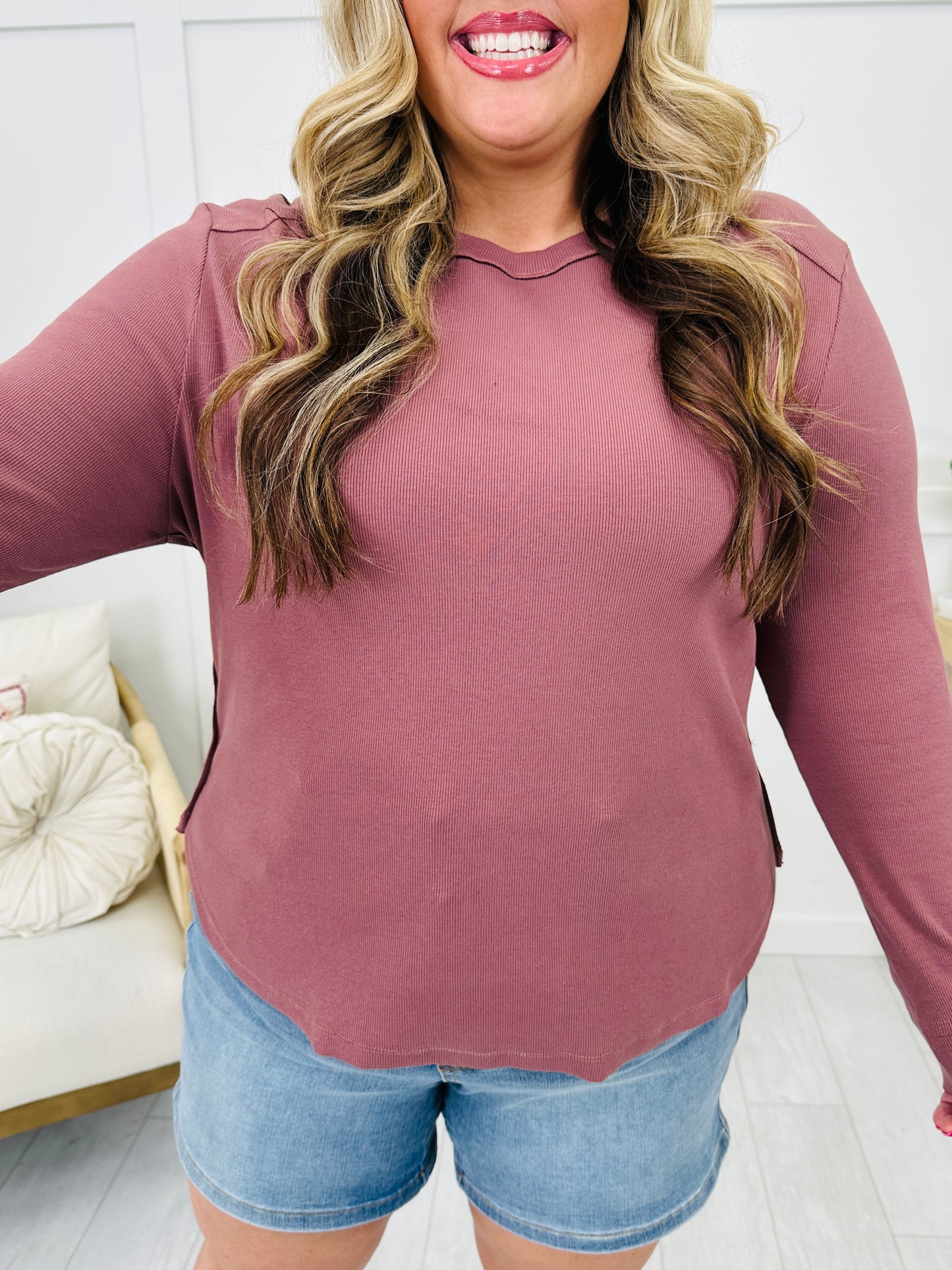 MOCO Exclusive Everyday Essential Long Sleeve Top In Mauve