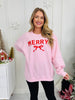 Merry With Ribbon Graphic Crewneck Sweatshirt