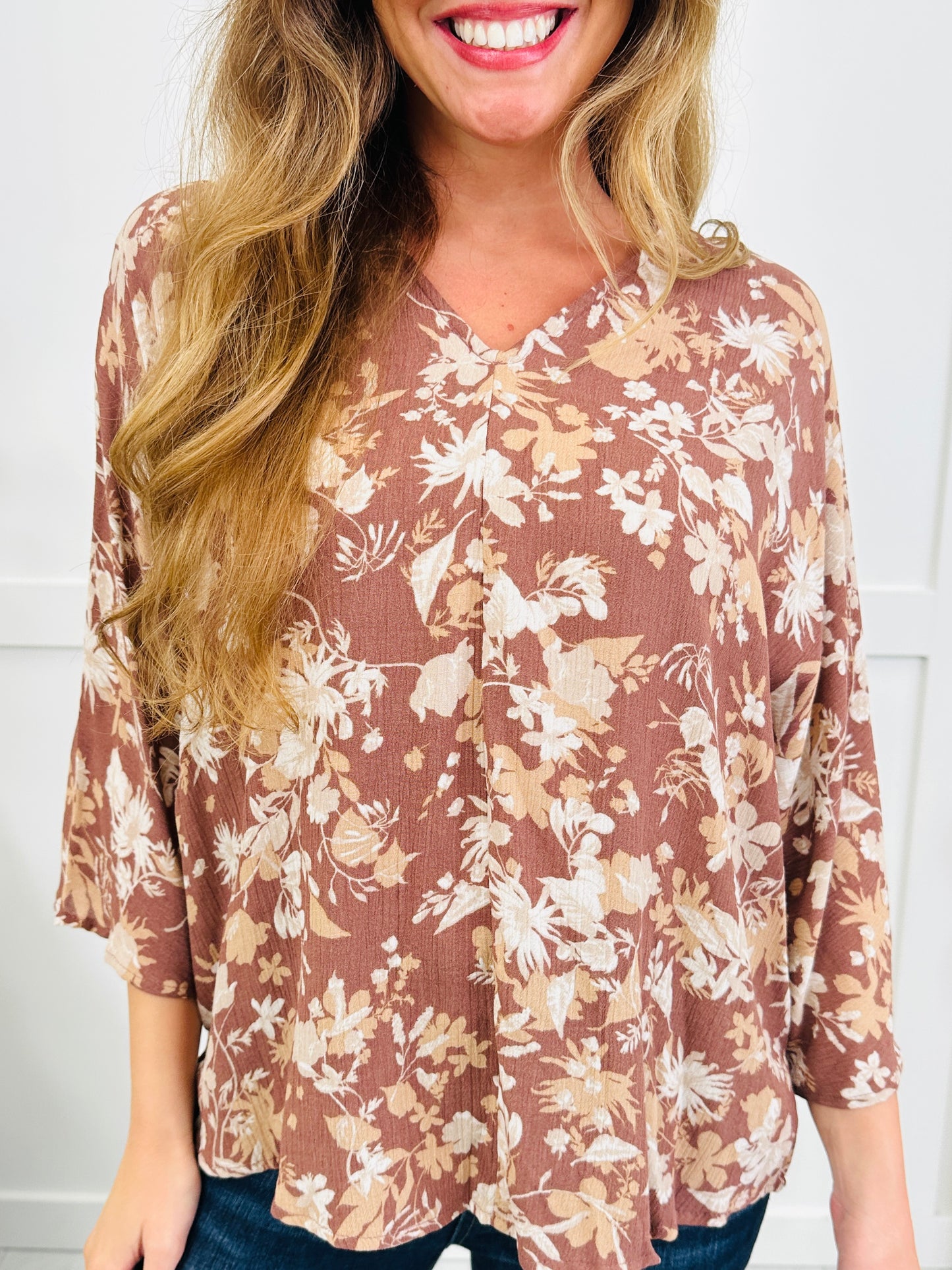 Botanical Beauty Top In Red Brown
