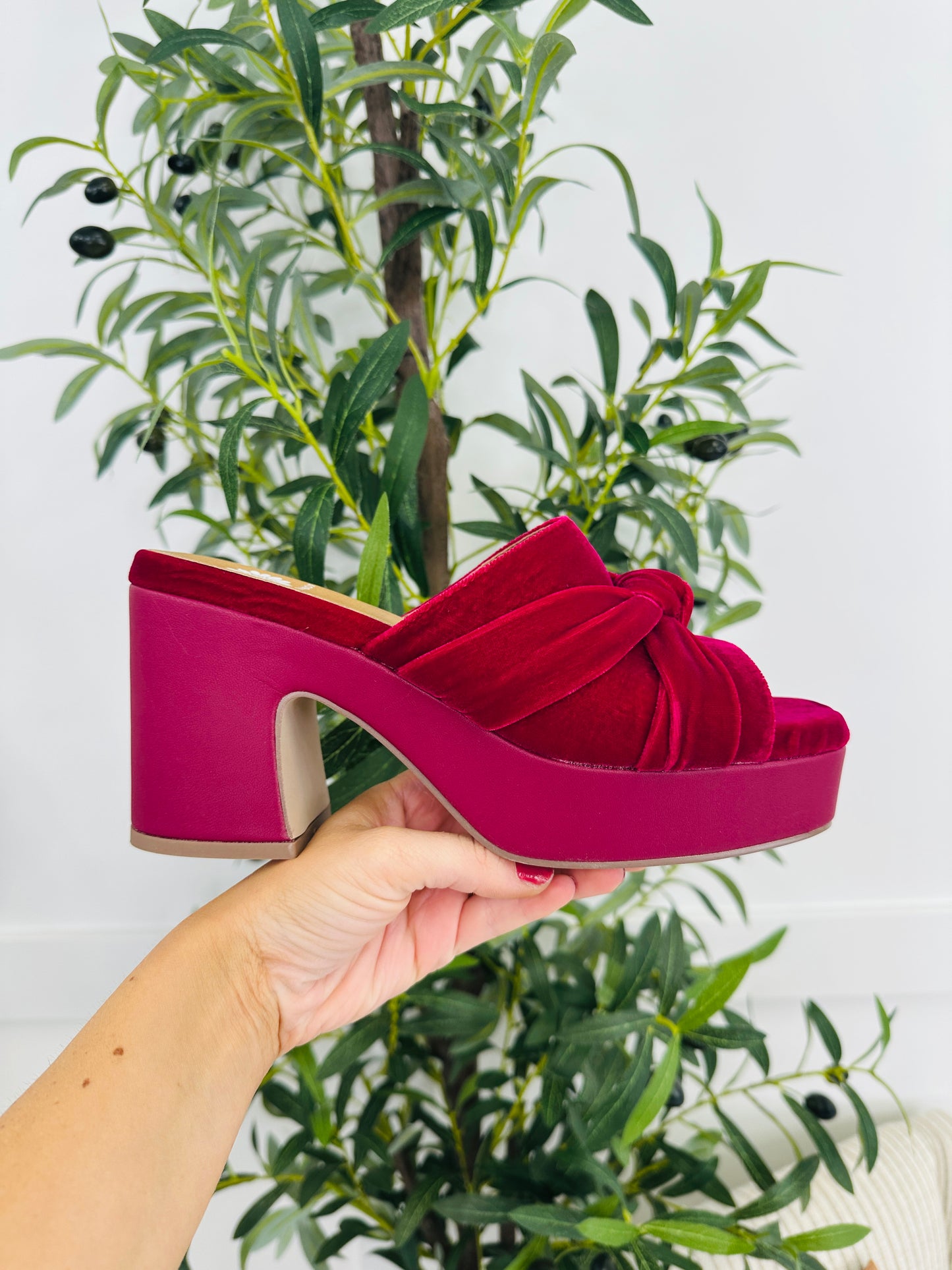 Velvet Voltage Heels in Fuchsia