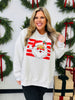 Striped Santa Mock Neck Graphic Sweatshirt