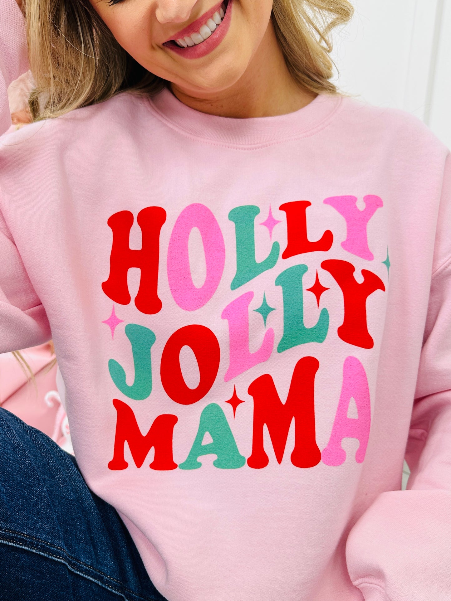 Holly Jolly Mama Graphic Crewneck Sweatshirt