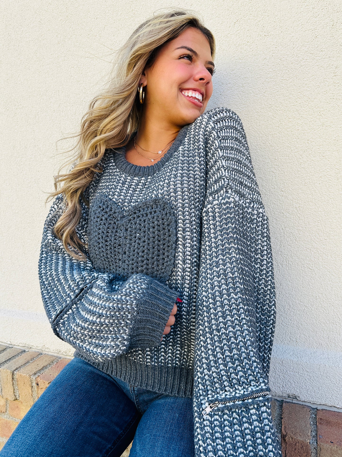 Heart To Heart Sweater In Charcoal