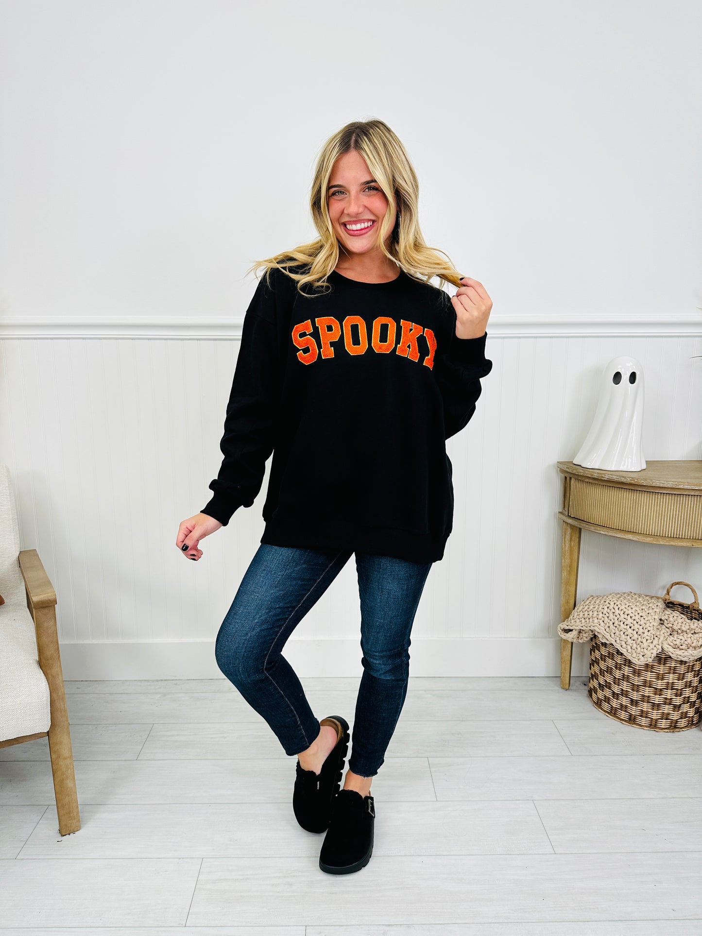 Spooky Chenille Patch Crewneck Sweatshirt