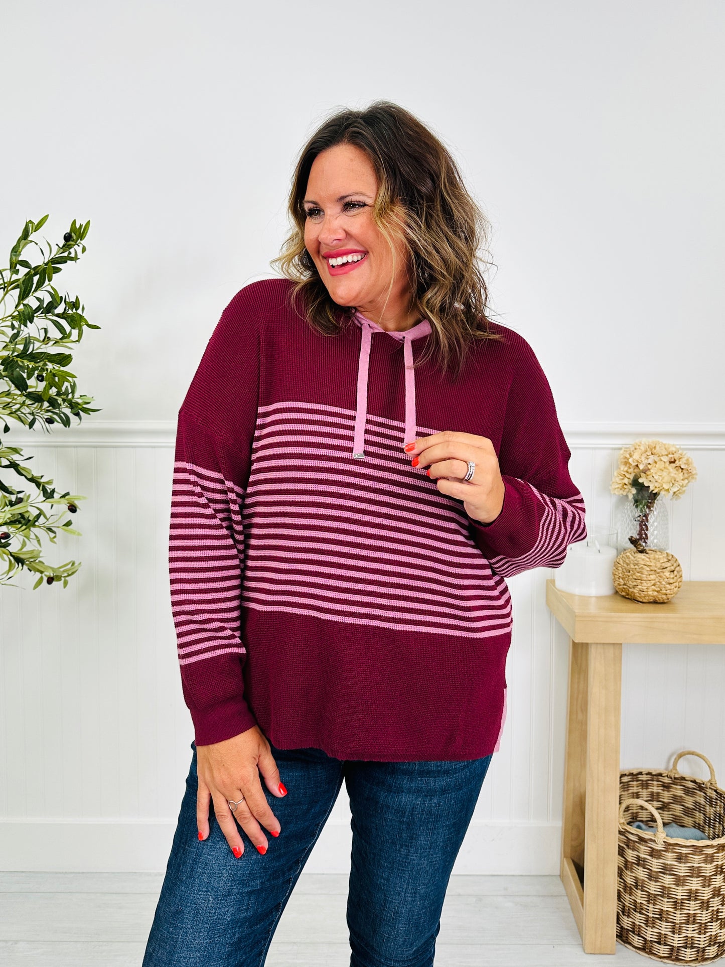 Worth The Stripe Top In Wine