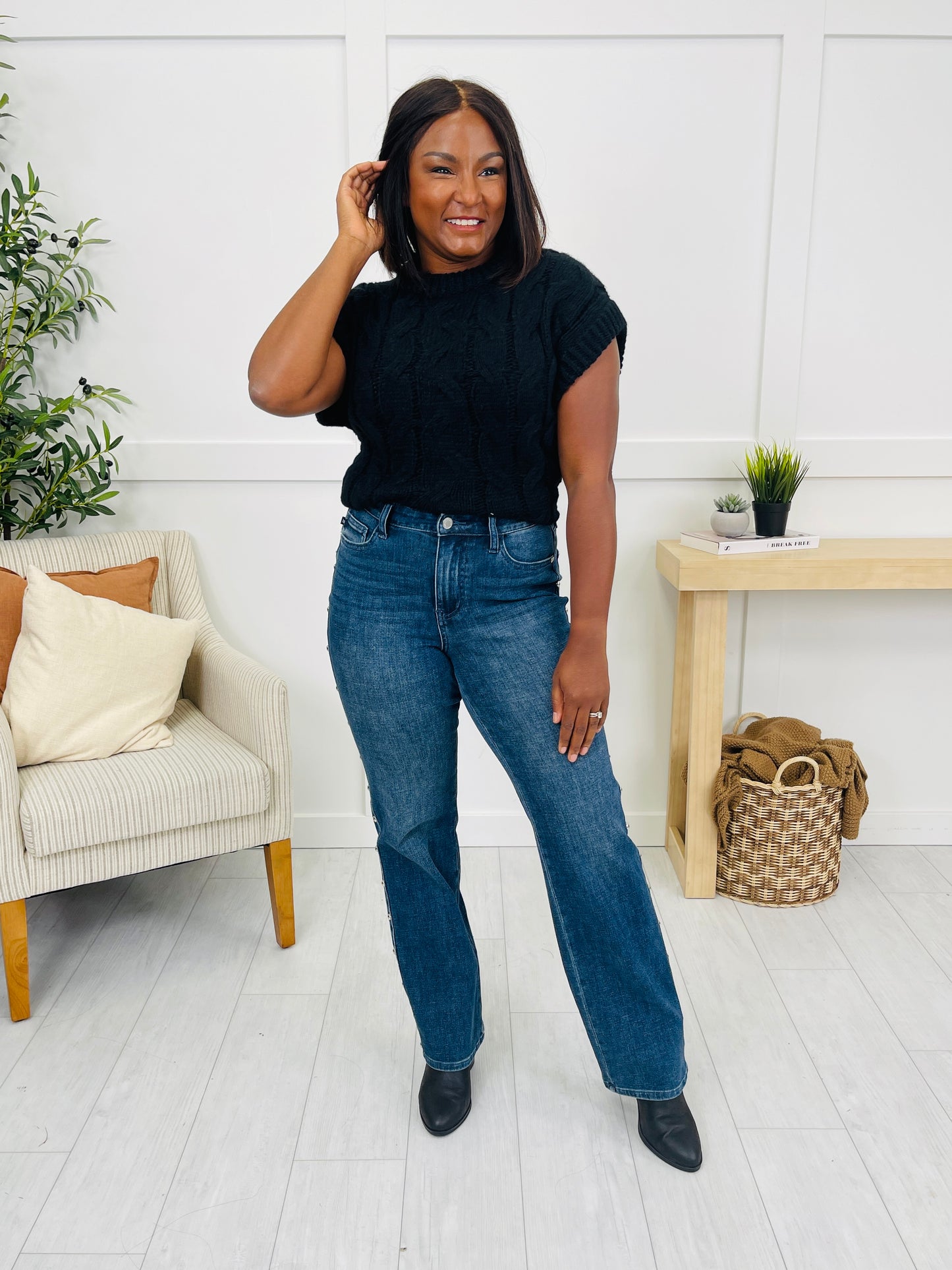 Judy Blue Straight Up Stud Straight Leg Jeans