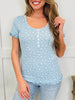 Soft Hearted Henley Top In Blue