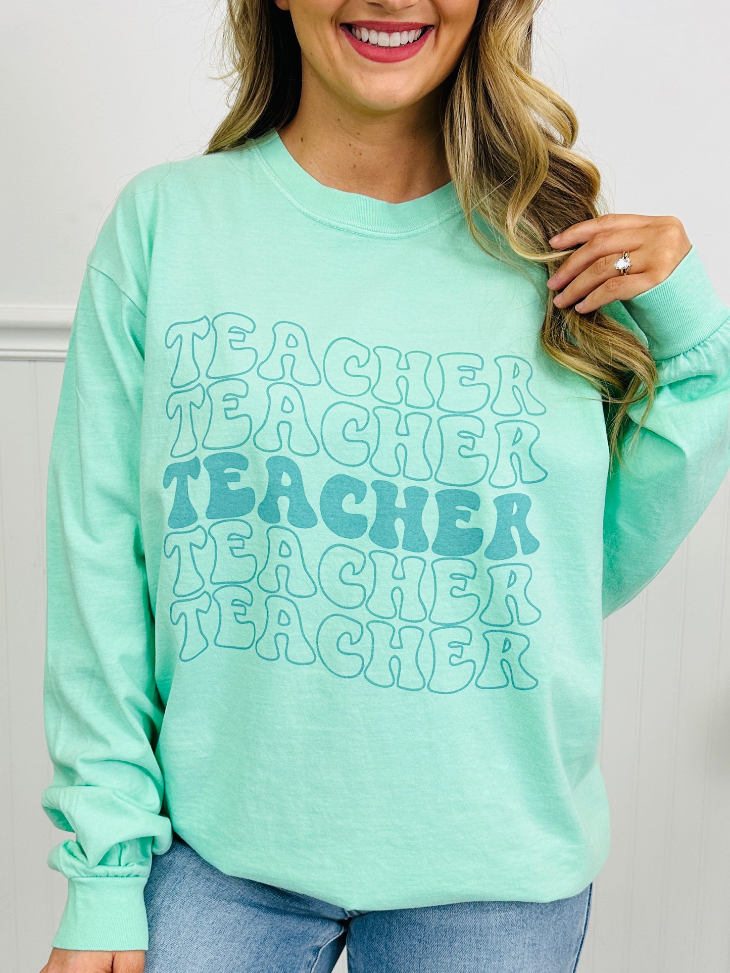 Teacher Graphic Long Sleeve Tee in Multiple Colors