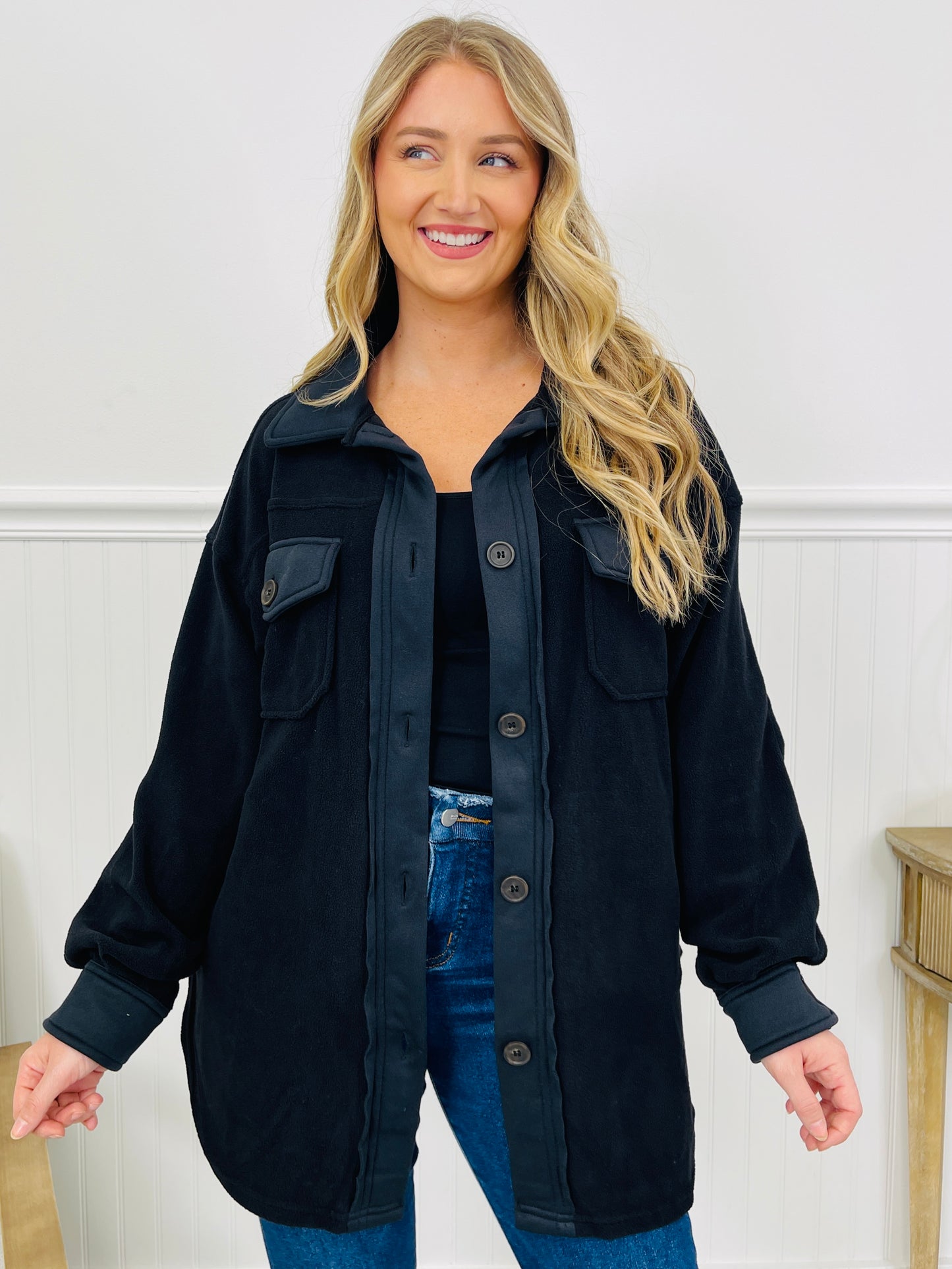 Breezy Commute Shacket in Black