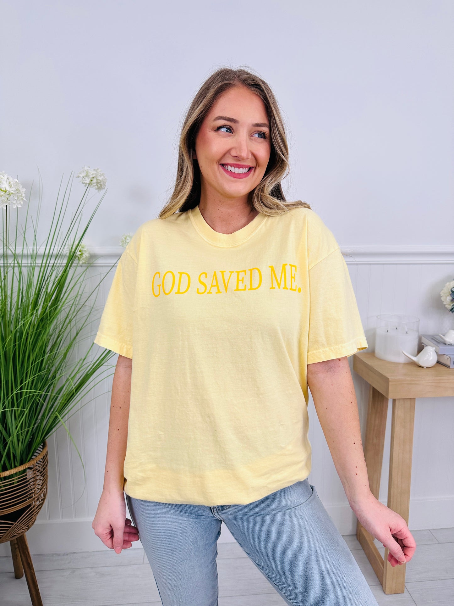 God Saved Me Graphic Tee in Multiple Colors
