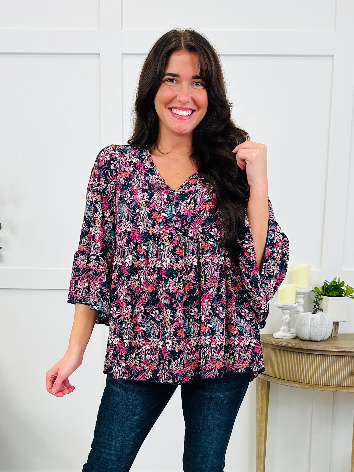 The Blooming Days Top In Navy