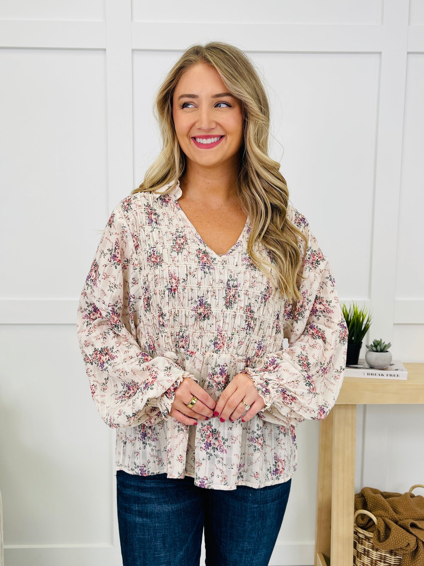 Among The Petals Top In Ivory