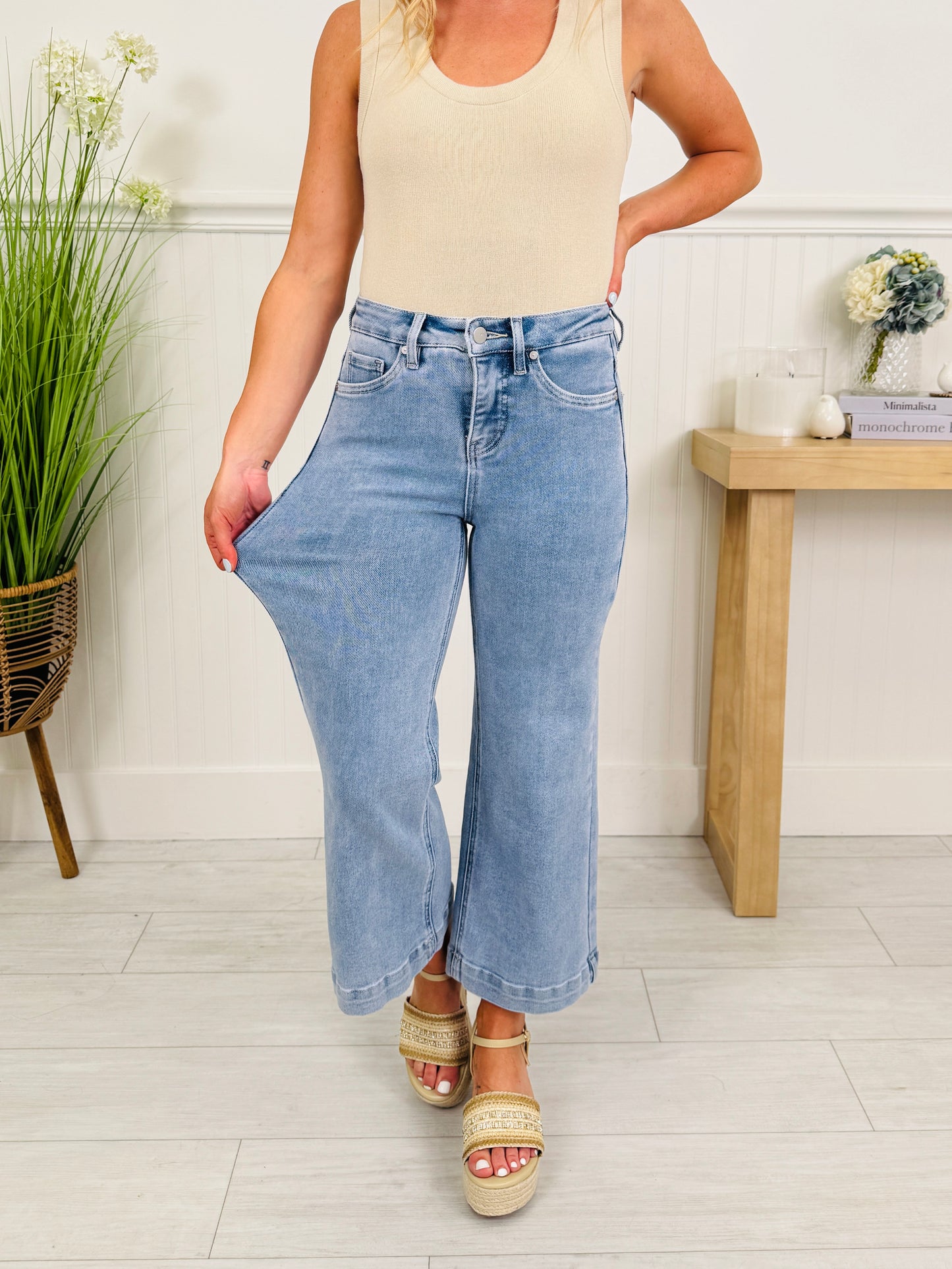 Triple the Comfort Cropped Wide Leg Jeans in Three Inseams