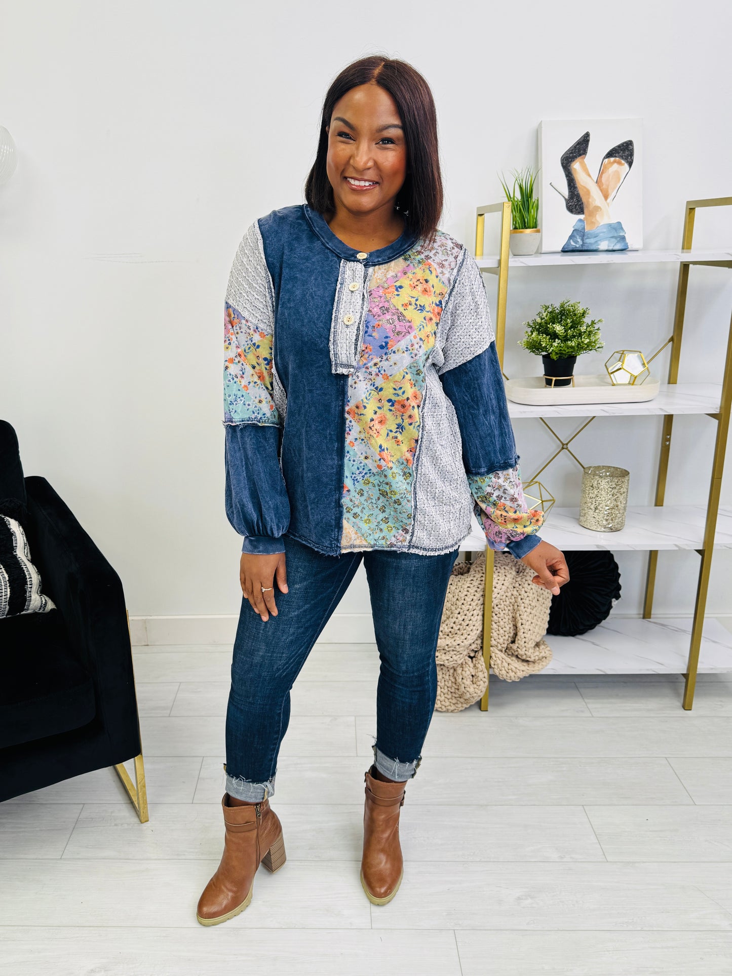 Stitched Daydreams Pullover in Navy