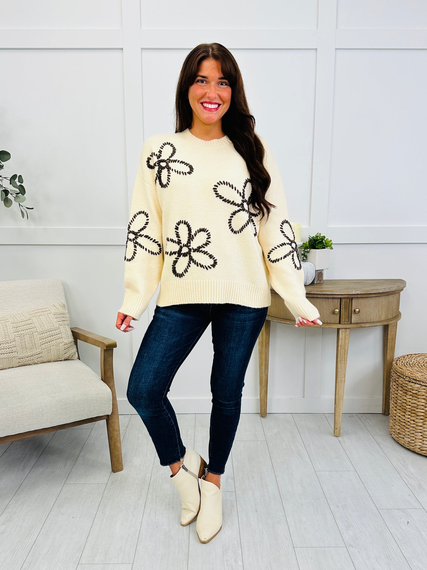 Daisy After Dark Sweater In Cream