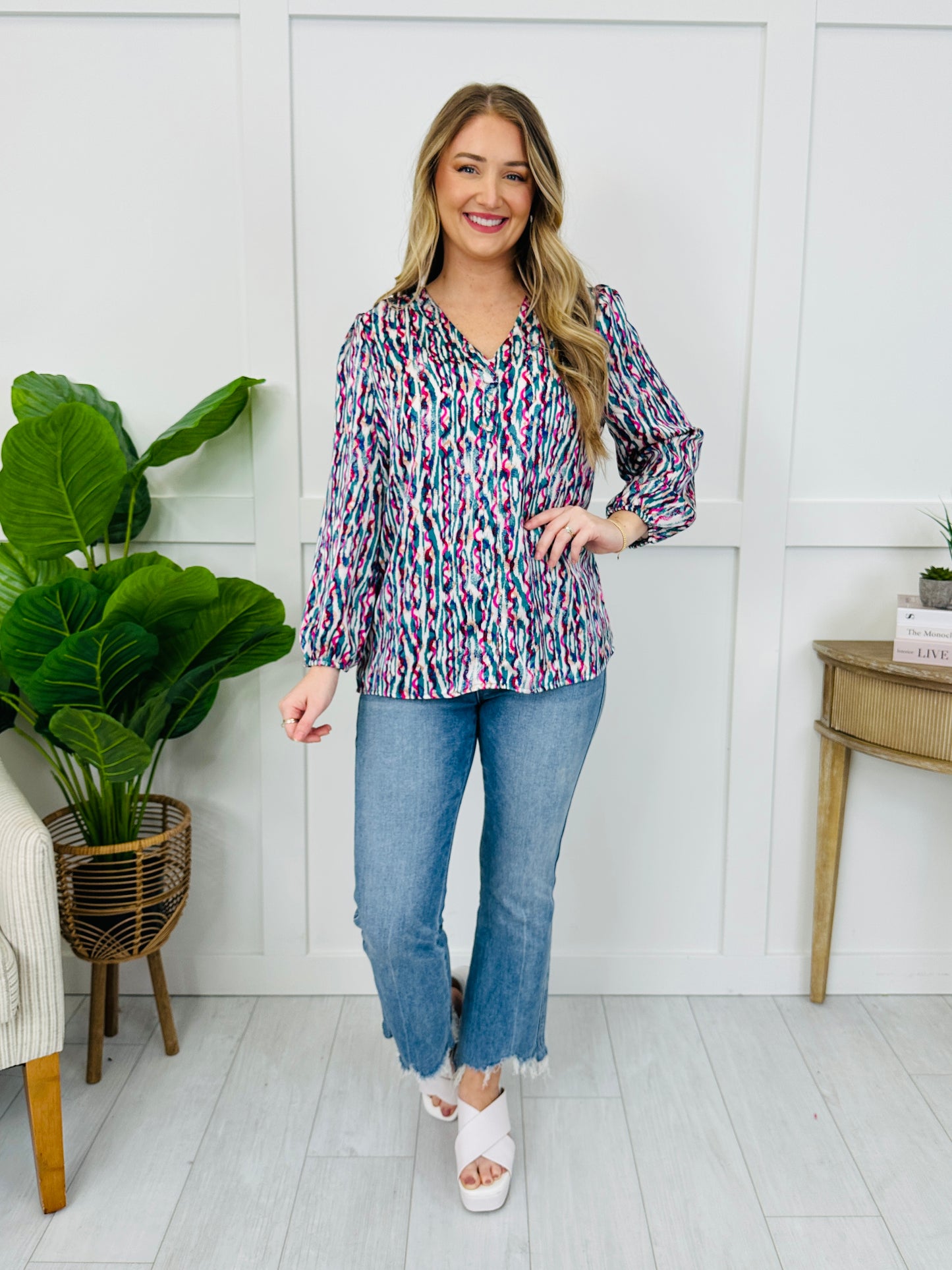 Painted The Petals Top In Teal