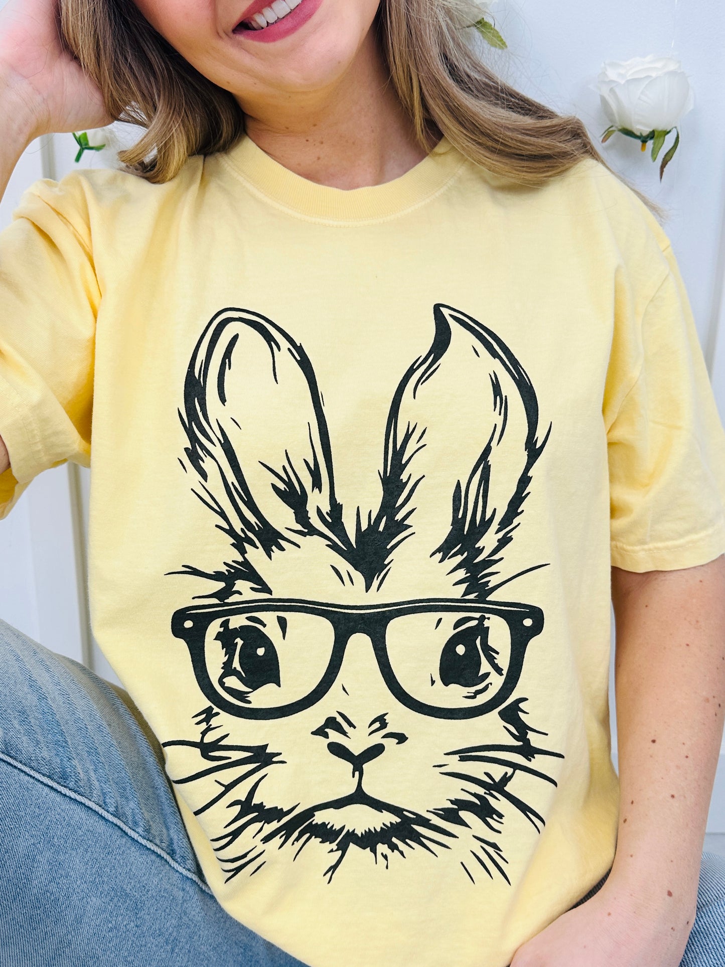 Bunny With Glasses Graphic Tee in Multiple Colors