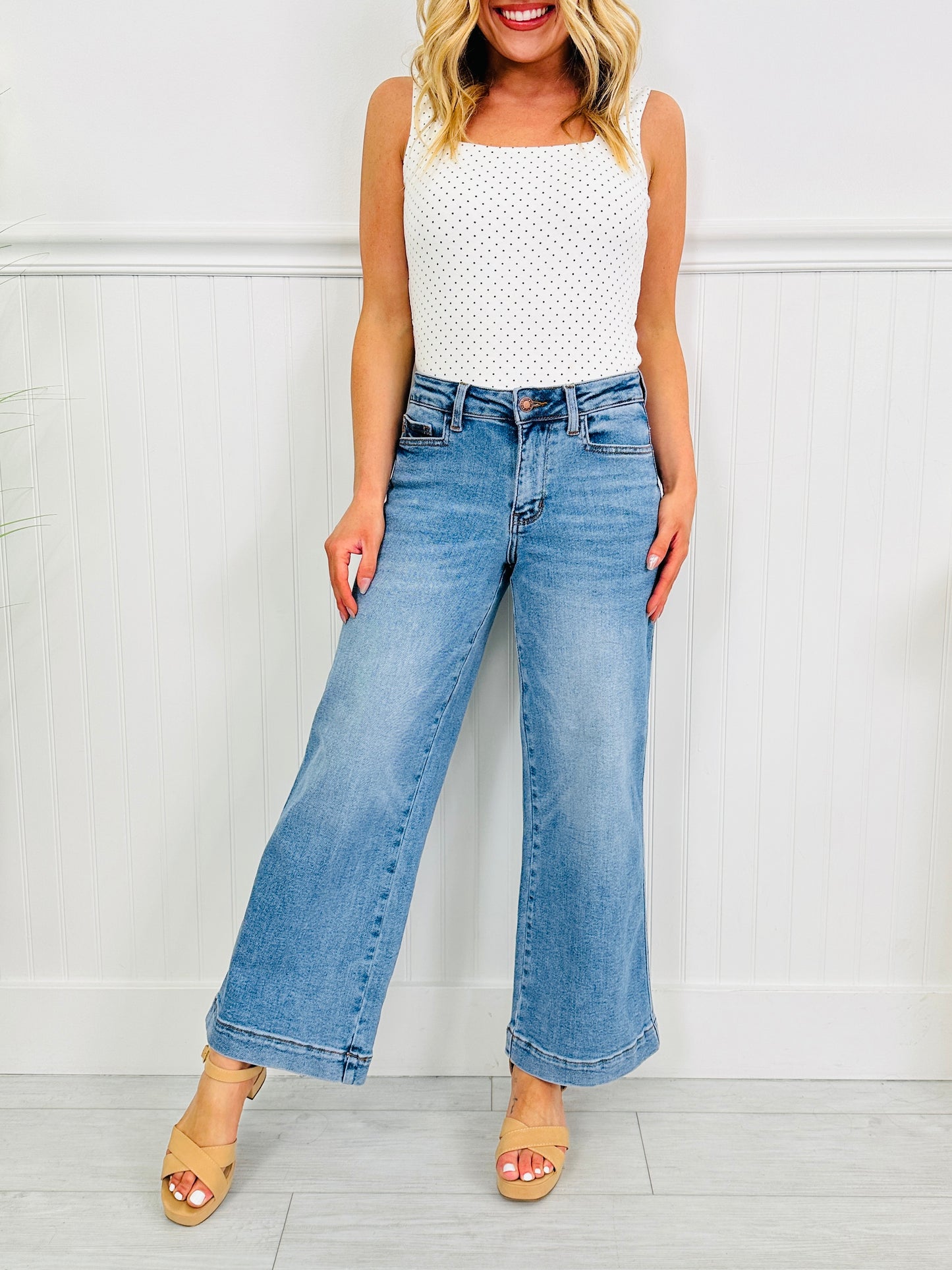 Judy Blue Make It Easy Ankle Wide Leg Jeans