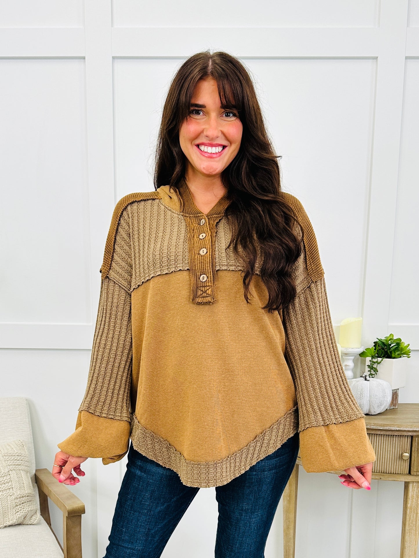 Downtown Cozy Top In Camel