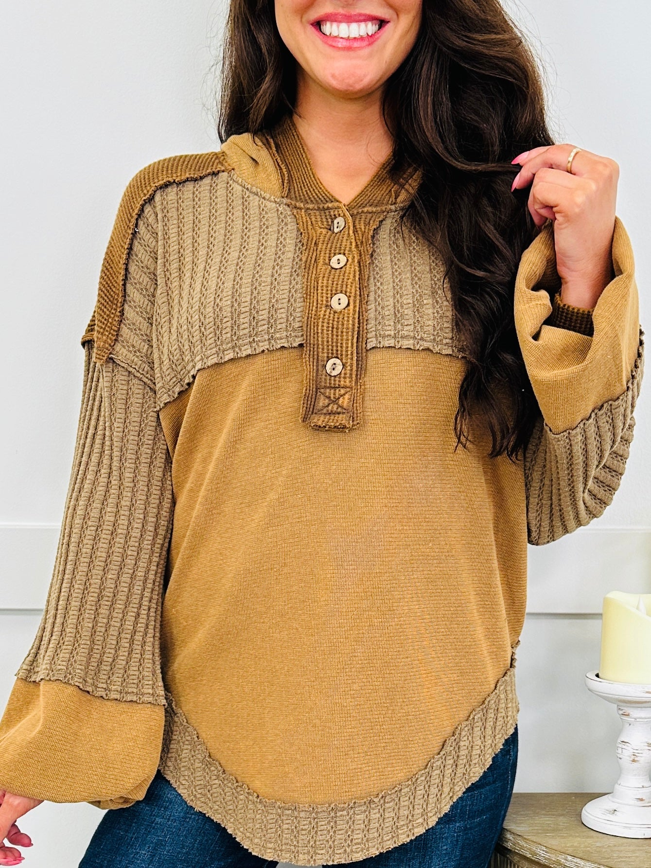 Downtown Cozy Top In Camel
