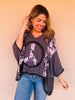 Floral Peace Harmony Top In Charcoal/Black